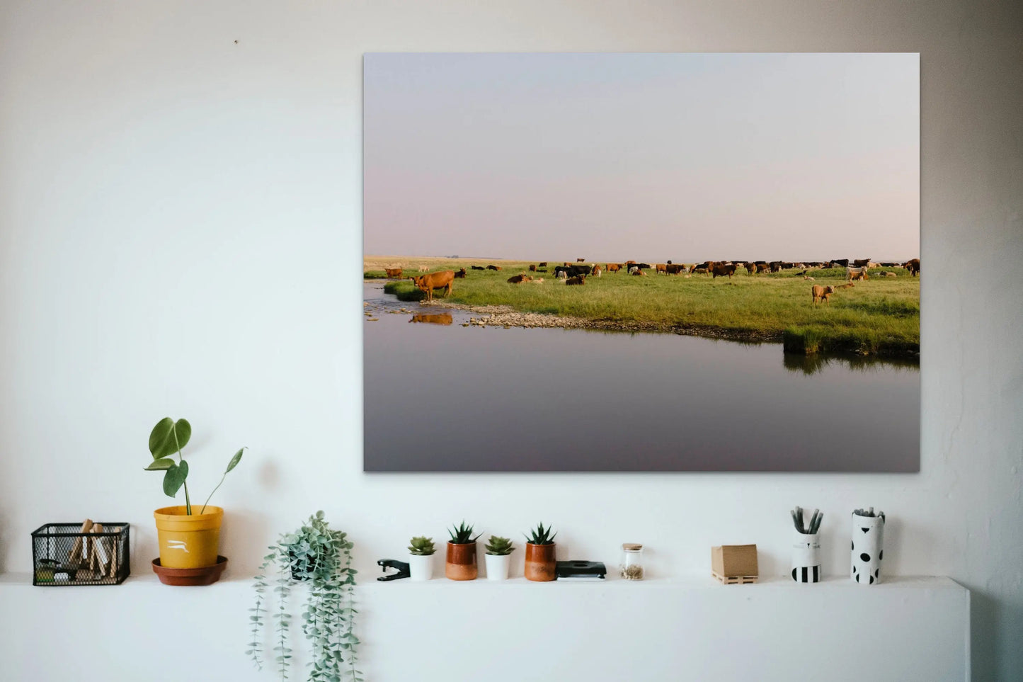 Cattle by the River, Rustic Charm, River Photo, Montana Photography - Prairie Prints MT
