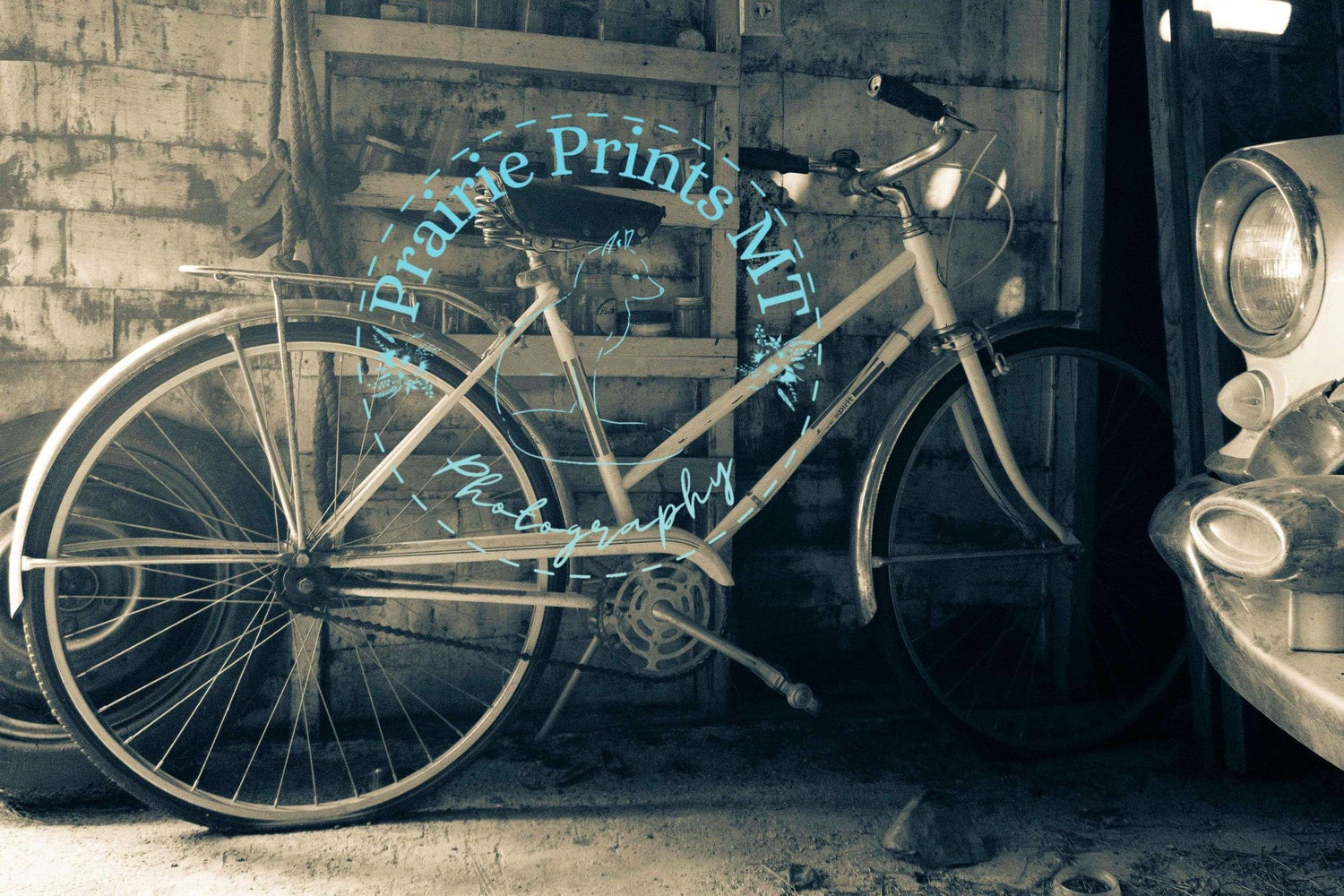Antique Bicycle and Oldsmobile Prairie Prints MT