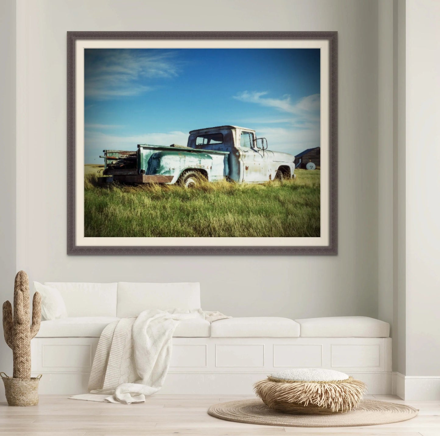 Antique Blue Pickup, Western Wall Art, Kitchen Photo Print - Prairie Prints MT
