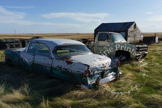 Car and Old Barn Prairie Prints MT