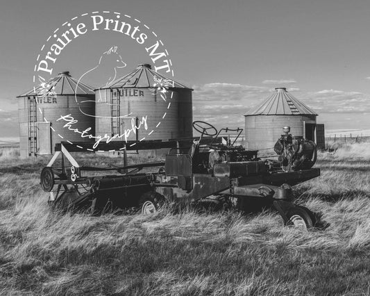 Hay Equipment and Bins (B&W) Prairie Prints MT