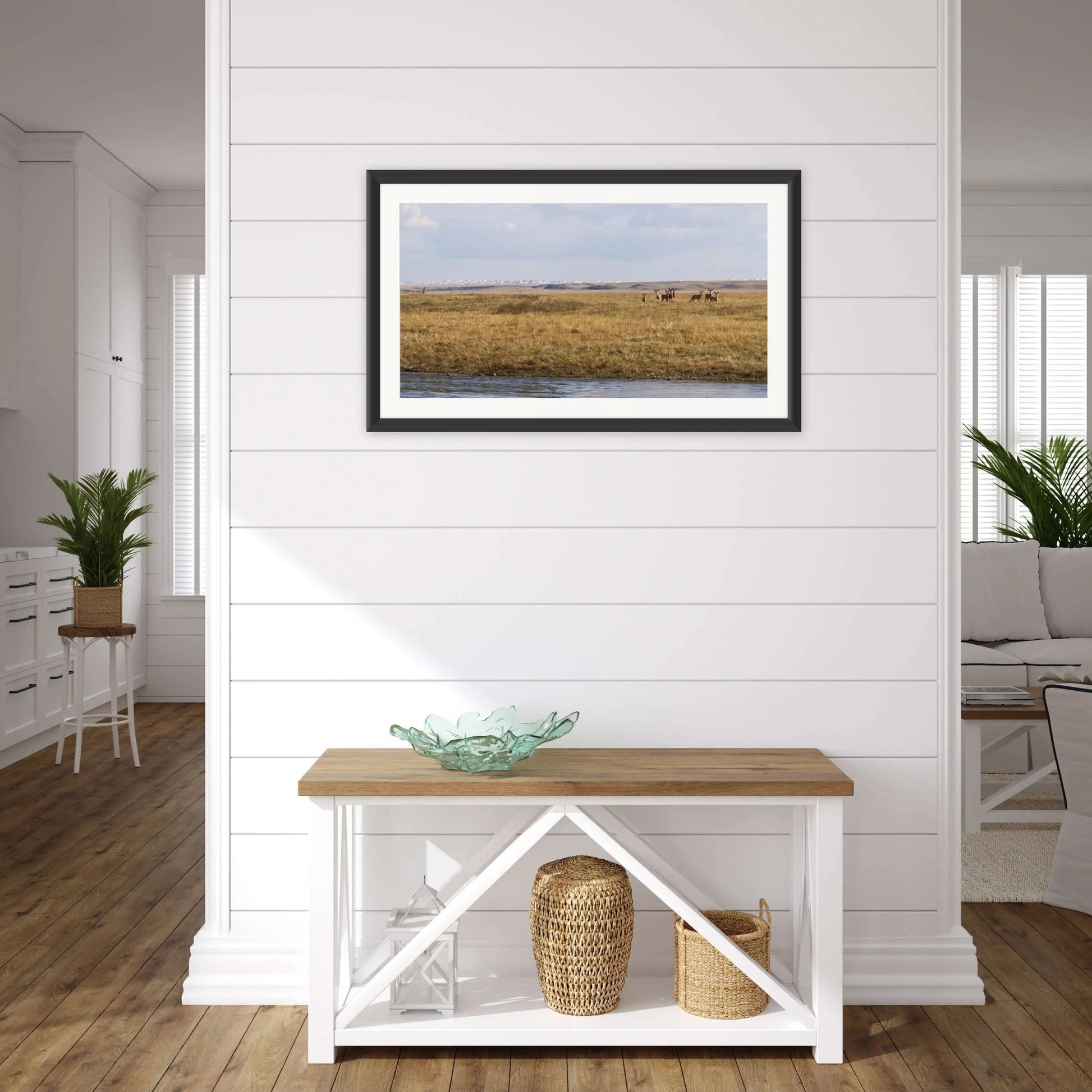Mule Deer by the River, Montana Photography, Landscape Wall Art, Nature Photo Print - Prairie Prints MT
