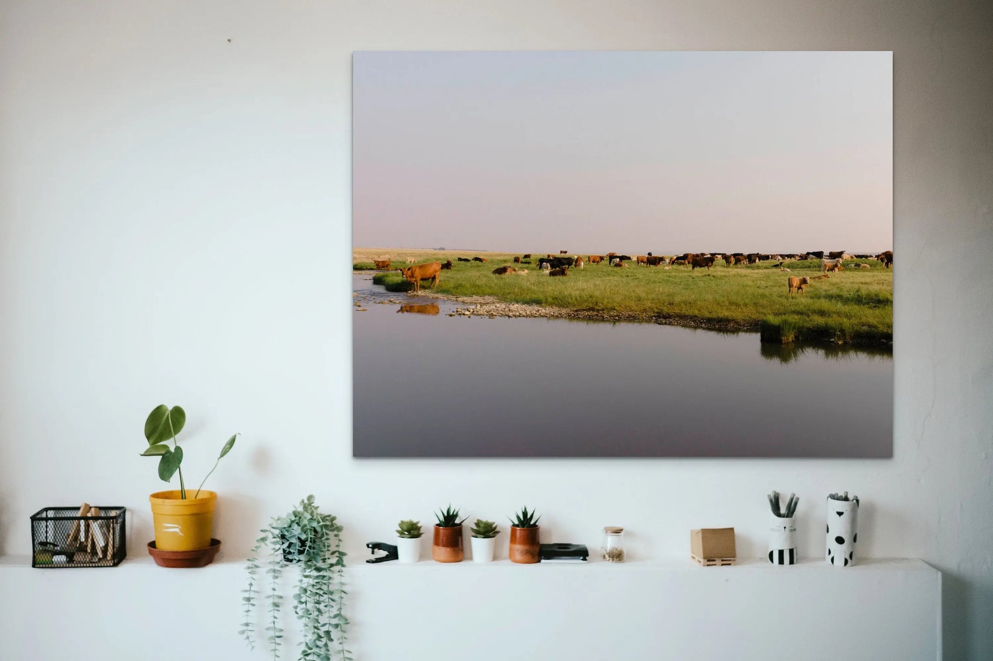 Cattle by the River, Rustic Charm, River Photo, Montana Photography - Prairie Prints MT