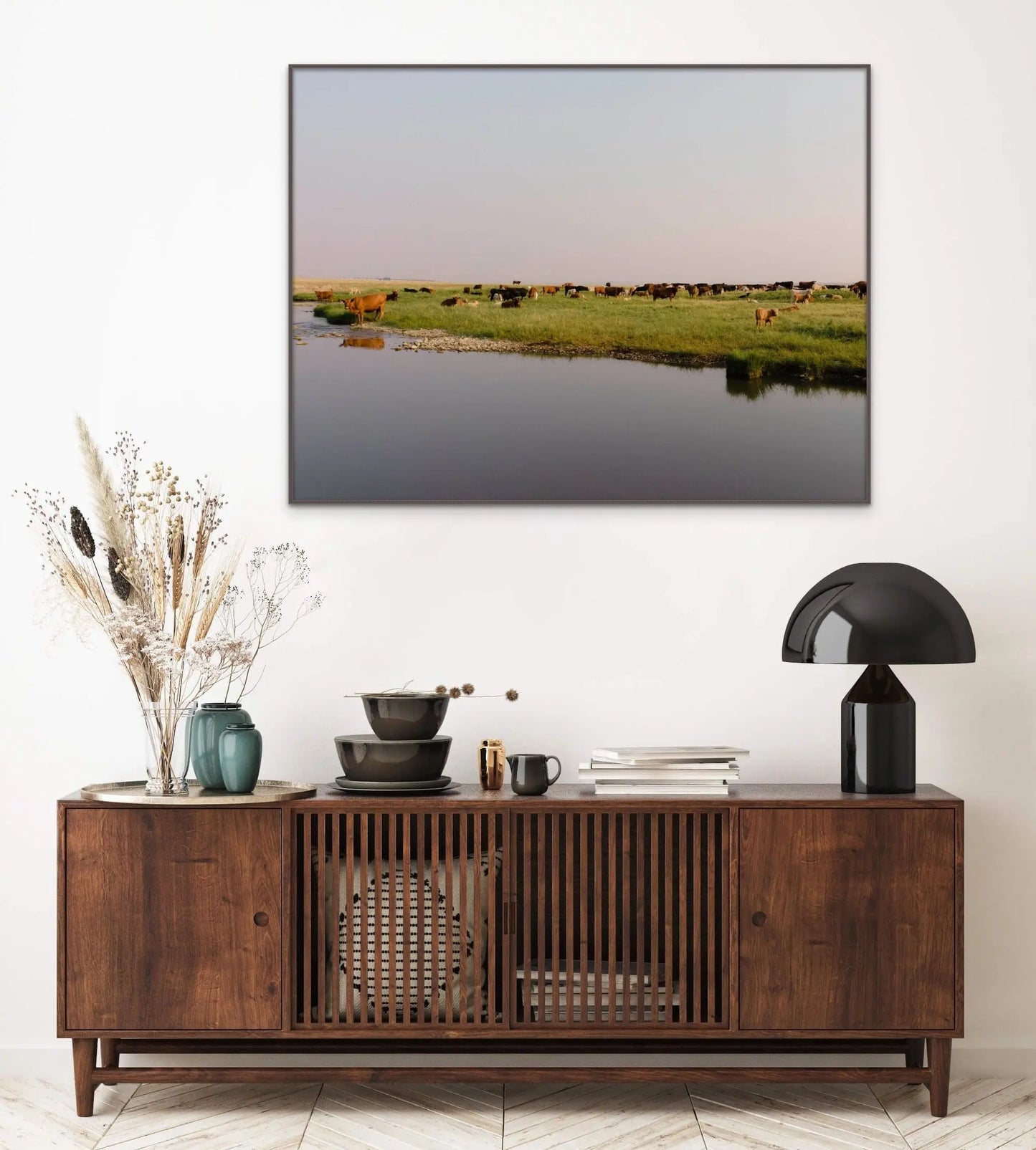 Cattle by the River, Rustic Charm, River Photo, Montana Photography - Prairie Prints MT