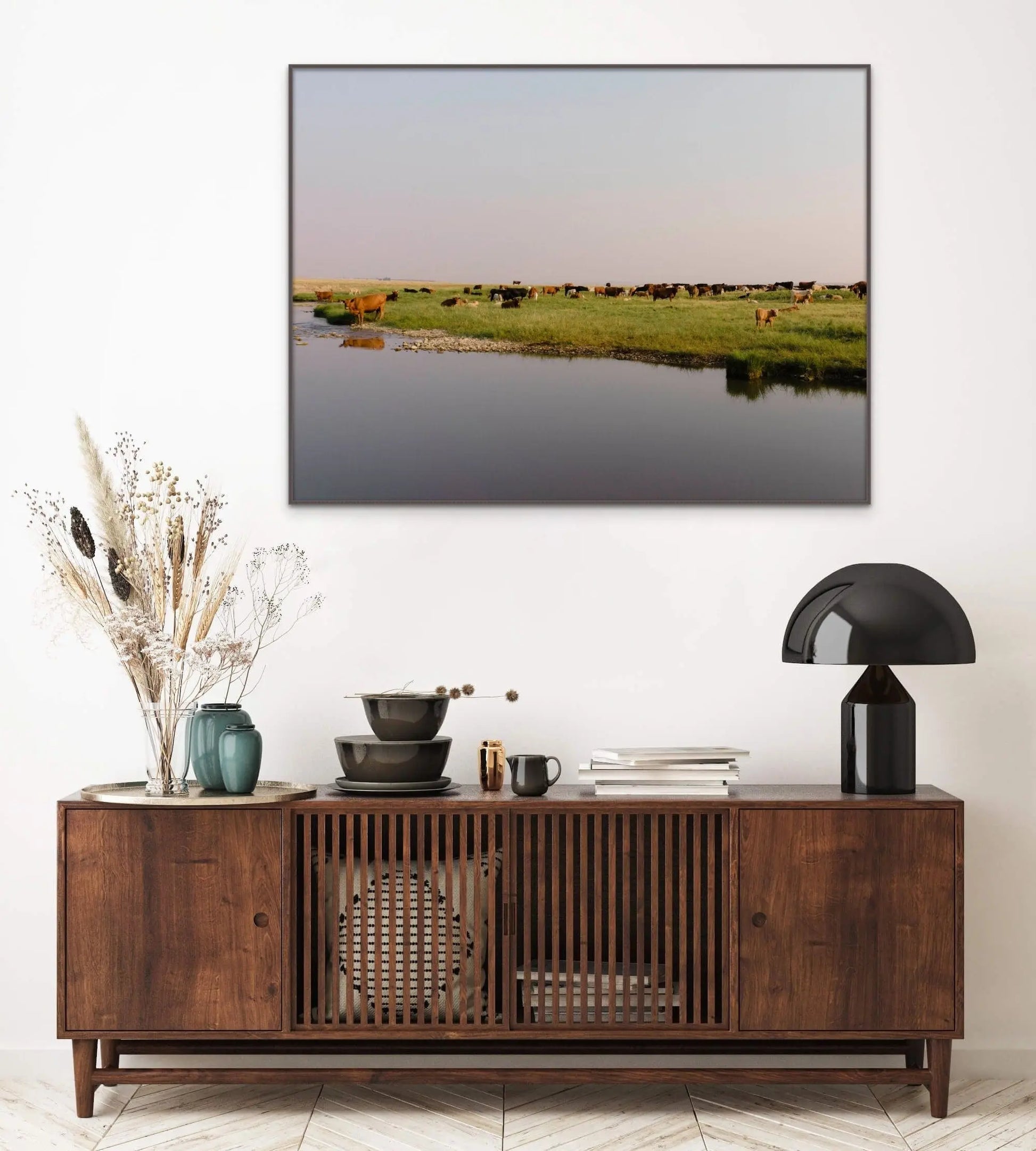 Cattle by the River, Rustic Charm, River Photo, Montana Photography - Prairie Prints MT