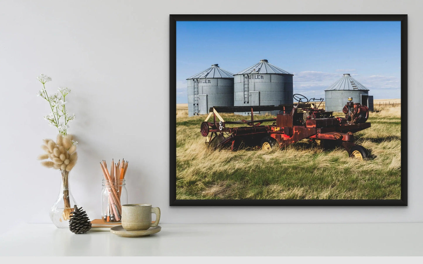 Vintage Massey Ferguson Print, Farm Machinery Decor, Harvest Art, Farmers Gift, Country Living, Grain Bins - Prairie Prints MT