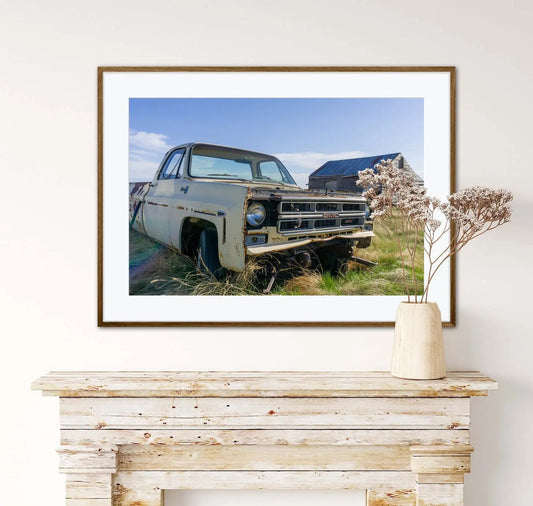 Rural Montana GMC Truck Barn Photo Print, Rustic Wall Decor, Farm Life Photography - Prairie Prints MT